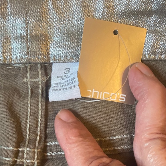 Chico's Metallic Silver Jeans Pants NWT Size 3 16 - Picture 2 of 9
